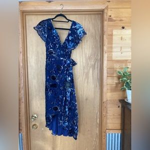 Lulus Navy Blue Midi Dress NWT